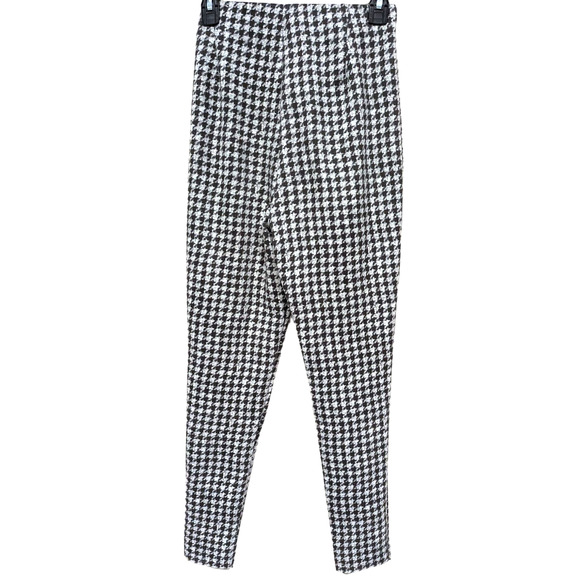 ZARA Black and White Houndstooth Pants Women's sz Small Faux Suede - Picture 5 of 8